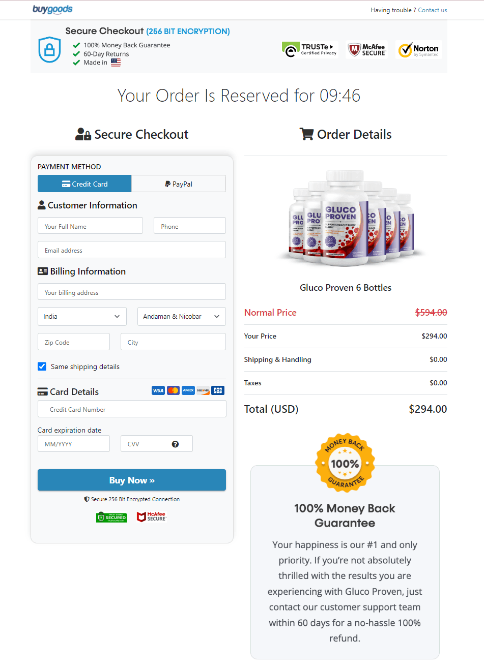 GlucoProven Secure Order Form